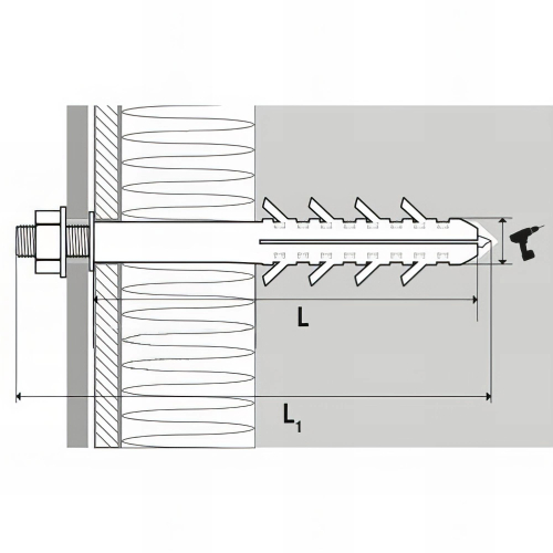 Kit fixation radiateur sur isolant - longueur vis 210 mm
