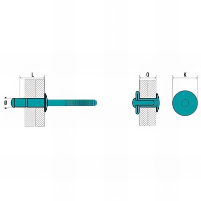 250 rivets de structure hyperiv XL, inox A2/inox A2, tête plate - 6.4 x 17 mm 2
