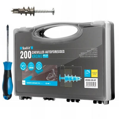 200 chevilles autoforeuses 4,5 x 35 mm + tournevis PH 2 offert - Scell-it
