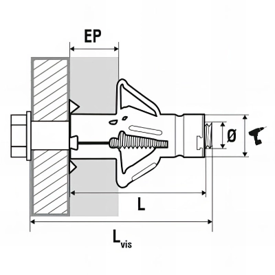 50 chevilles à expansion corps creux avec vis TH, acier zingué - M8 x 37 mm 2