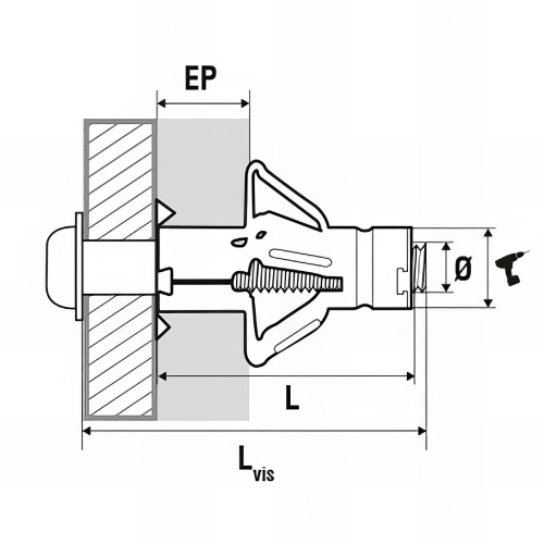 50 chevilles à expansion corps creux sans vis, acier zingué - M8 x 66 mm - Mbox