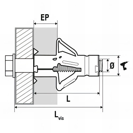 50 chevilles à expansion corps creux avec vis TH, acier zingué - M8 x 53 mm