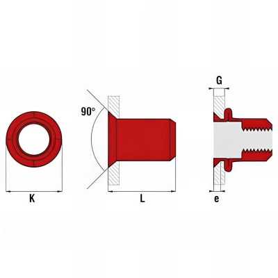 250 écrous cylindriques lisses acier tête fraisée - M8 x 19 mm 2