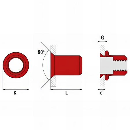 250 écrous cylindriques lisses acier tête fraisée - M8 x 19 mm