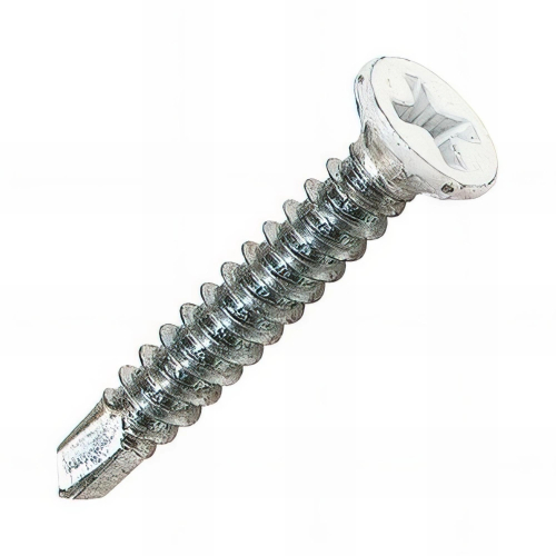 1000 vis PVC fore autoperceuses, tête fraisée PH2, laquée blanc - 3.9 x 16 mm