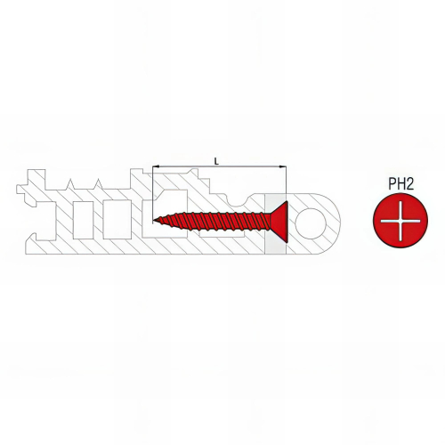 1000 vis PVC plast tête fraisée 120° PH2, acier zingué blanc - 4.2 x 25 mm