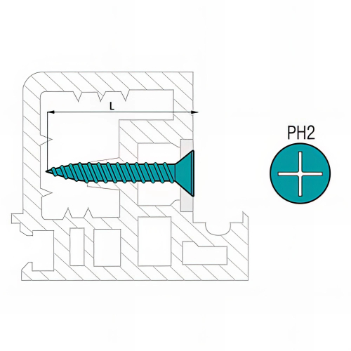 1000 vis PVC plast tête fraisée PH2, inox A2 - 4.2 x 30 mm
