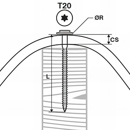 100 Vis étanches pour tuiles D. 4,5 L. 25 mm RIDGETOP-W pour le bois
