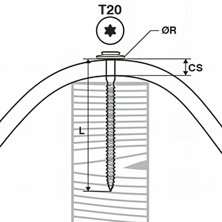 100 Vis étanches pour tuiles D. 4,5 L. 60 mm RIDGETOP-W pour le bois