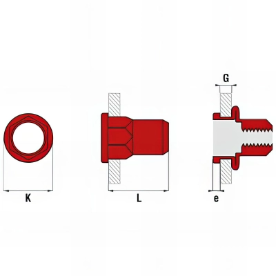 500 écrous semi-hexagonal acier - tête plate - M5 - 30 mm 2