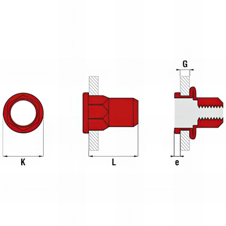 250 écrous semi-hexagonal acier tête plate - M10 - 40 mm
