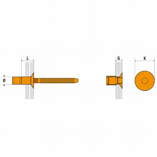 250 rivets de structure superiv - inox A2/inox A2 - tête fraisée - 6,4 x 16 mm
