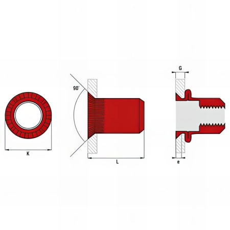 500 écrous cylindrique borgne acier - tête fraisée - M6 - 45 mm