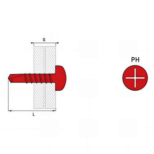 6 Blisters de 50 vis autoperceuses acier zingué blanc - tête cylindrique - PH2 - 4.8 x 16 mm