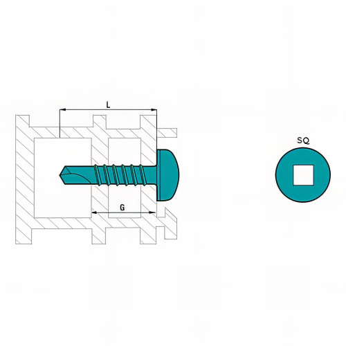250 vis autoperceuses - tête cylindrique, inox A2 - SQ2 - 4.8 x 60 mm