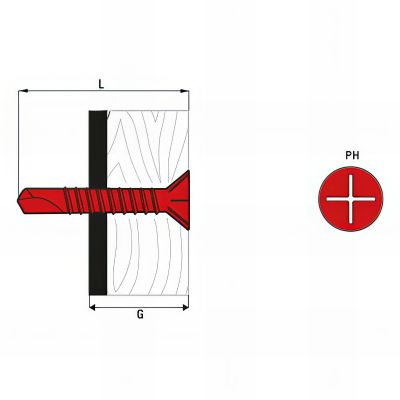 250 vis autoperceuses à ailettes, tête fraisée - acier zingué blanc - PH3 - 5,5 x 38 mm 2