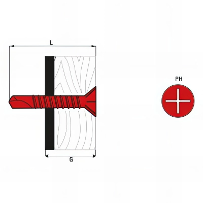 100 vis autoperceuses à ailettes, tête fraisée - acier zingué blanc - 5,5 x 85 mm 2