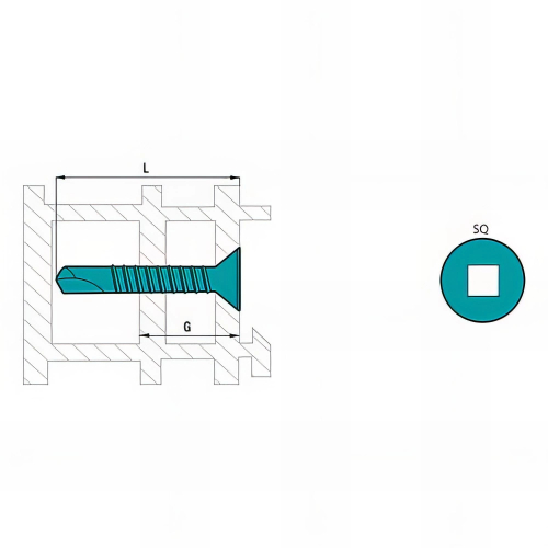 200 vis autoperceuses, tête fraisée, inox A2/alu - SQ2 - 4.8 x 80 mm
