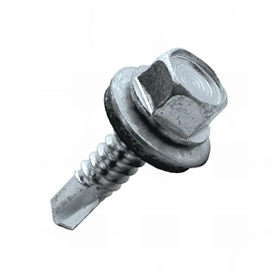 250 vis de bardage auroperceuses, tête hexagonale, empreinte 8, rondelle étanche EPDM, acier zingué blanc 14 mm - 4.8 x 32 mm