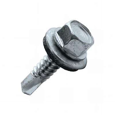 250 vis de bardage auroperceuses, tête hexagonale, empreinte 8, rondelle étanche EPDM, acier zingué blanc 16 mm - 5.5 x 19 mm