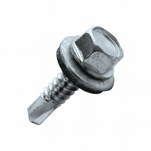 250 vis de bardage auroperceuses, tête hexagonale, empreinte 8, rondelle étanche EPDM, acier zingué blanc 16 mm - 5.5 x 25 mm