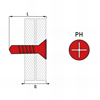 6 Blisters de 50 vis autoperceuses, tête fraisée, acier zingué blanc - PH2 - 4.2 x 38 mm 2