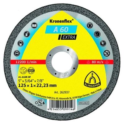 Disque à tronçonner MP EXTRA A 60 EX D. 115 x 1 x 22,23 mm - Métal / Inox - 262936 - Klingspor