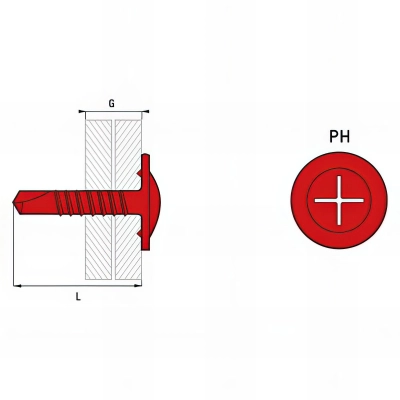 500 vis autoperceuses tête ronde large, acier zingué blanc, PH2 - 4,2 x 16 mm 2