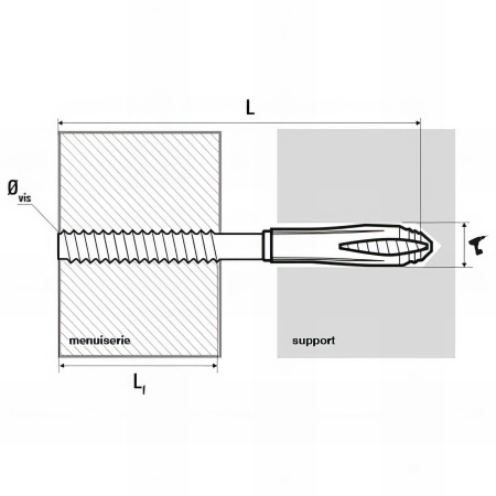 50 vis double filet de montage à distance spécial huisseries - 6 x 180 mm + cheville nylon - 8 x 65 mm
