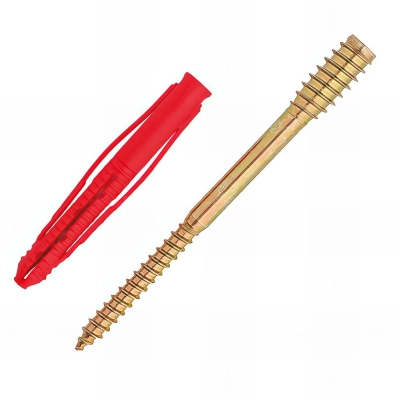 50 vis double filet de montage à distance spécial huisseries - 6 x 150 mm + cheville nylon - 8 x 65 mm et capuchon blanc