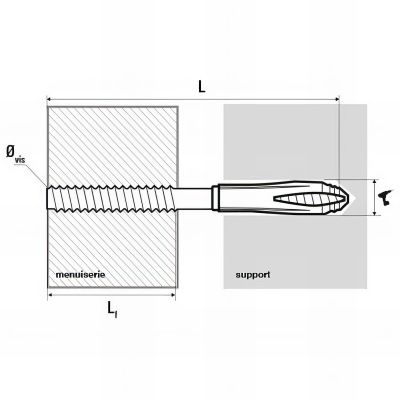 50 vis double filet de montage à distance spécial huisseries - 6 x 180 mm + cheville nylon - 8 x 65 mm et capuchon blanc 2