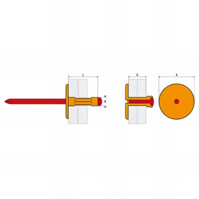 250 rivets aveugles multi-serrage aluminium/acier - tête extra large - 4.8 X 16 mm 2