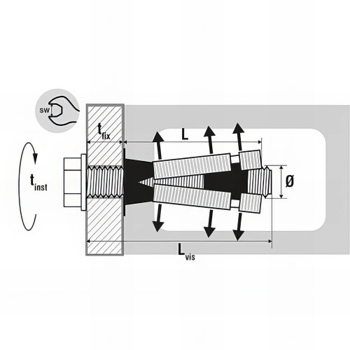 25 chevilles universelle multi-matériaux charges lourdes, acier zingué - M6 - avec piton