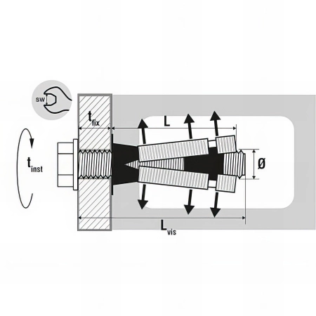 25 chevilles universelle multi-matériaux charges lourdes, acier zingué - M6 - avec piton