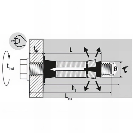 25 chevilles universelle multi-matériaux charges lourdes, acier zingué - M6 - avec piton