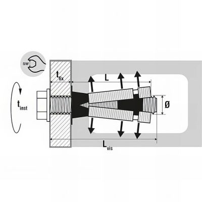 25 chevilles universelle multi-matériaux charges lourdes, acier zingué - M6 - vis M6 x 60 mm 2