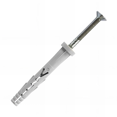 200 chevilles clou acier multi-matériaux à frapper, tête plate, nylon - 5 x 27 mm