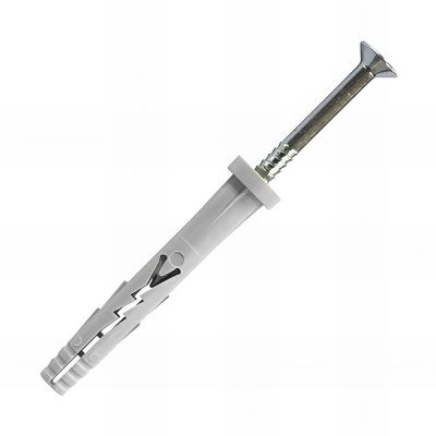 200 chevilles clou acier multi-matériaux à frapper, tête plate, nylon - 6 x 32 mm