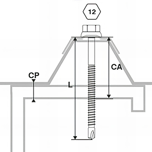 100 Vis pour bacs acier D. 6,3 mm L. 50 mm ZAMATOP-Z TH12 pour le Zed - RAL 5008