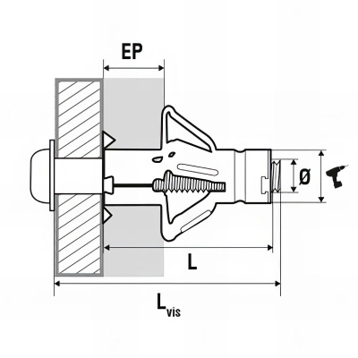 100 chevilles à expansion avec vis, Tête cylindrique MT - M4 x 40 mm 2