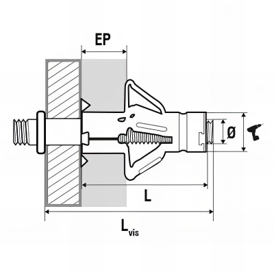 100 chevilles à expansion avec vis, Patte à vis - M4 x 35 mm 2
