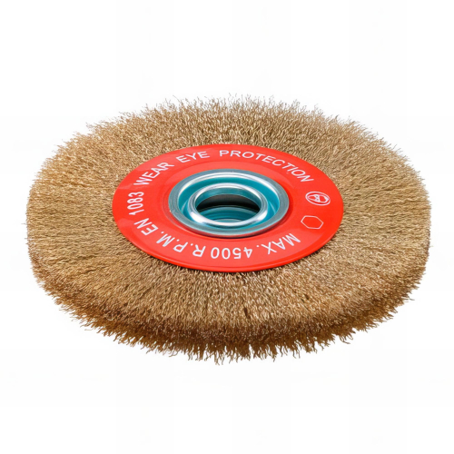 Brosse circulaire D.200 x 20 x 32 mm - Fils de 0,3 mm ondulés en acier laitonné - 10306010 - Sidamo