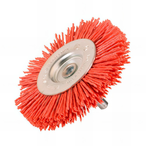 Brosse circulaire sur tige D.75 mm - Fils de 1,1 mm en nylon abrasif Gr 80 - 10314012 - Sidamo