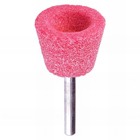 Meule Sur Tige Conique SCID Corindon Rose – Diamètre 15mm, Hauteur 25mm, Pour Travaux De Précision