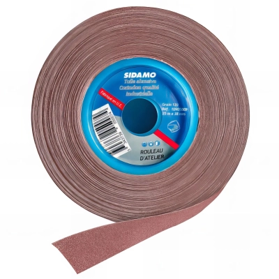Rouleau abrasif d'atelier 25M x 38 mm Gr 120 Corindon - 10905007 - Sidamo
