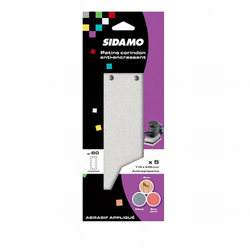 25 patins auto-agrippants perforés 2 x 5 + 2 x 2 trous 115 x 230 Gr 80 Corindon anti-encrassant - 10960050 - Sidamo