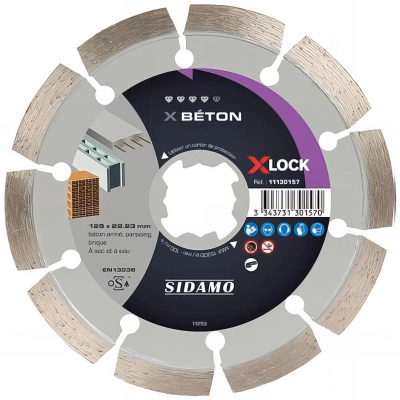 Disque diamant BÉTON " X-LOCK " D. 125 x Ht 10 x Al. 22,23 mm - Béton