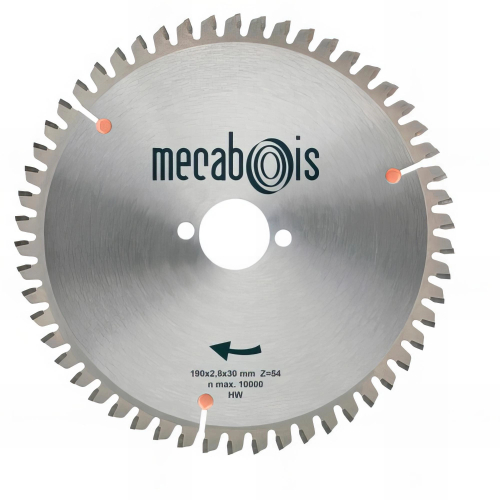 Lame carbure UNIVERSELLE D. 190 x 2,8 x 30 mm Z 54 TP Nég. - Aluminium/Bois clouté/Panneaux - 280140 - Sidamo