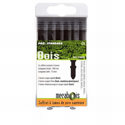 Coffret de 6 Lames scie sauteuse Bois - Attache en T - 330003 - Sidamo