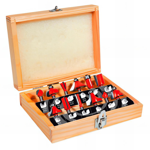 Coffret assortiment de 12 mèches de défonceuse Q. 6 mm - Tous Profils - 600003 - Sidamo